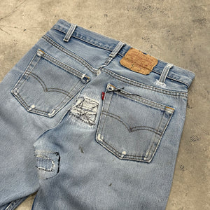 1980s Levis 501 Hand Stitch Repaired Blue Jeans