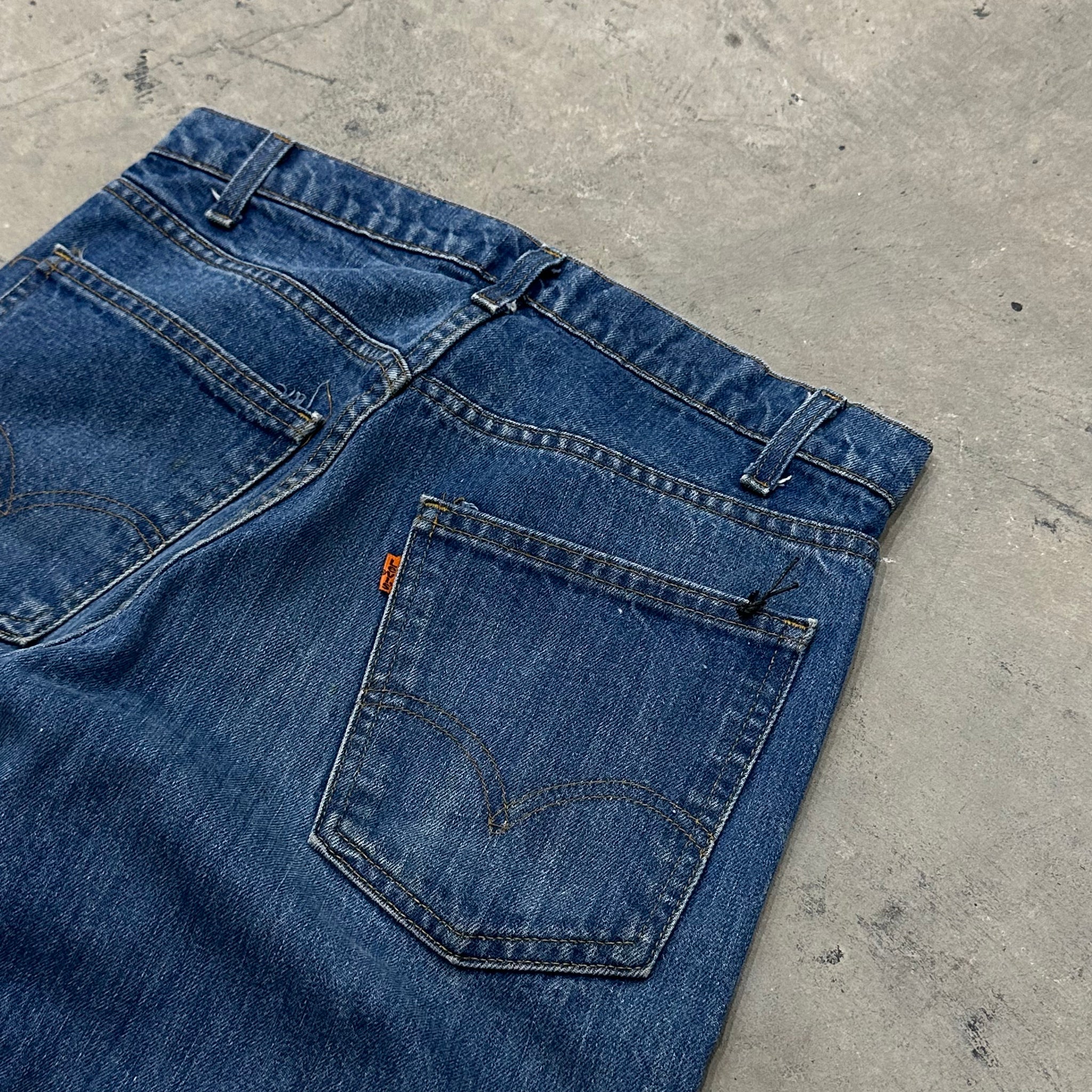 1970s Levi's 505 Dark Wash Raw Hem Jeans