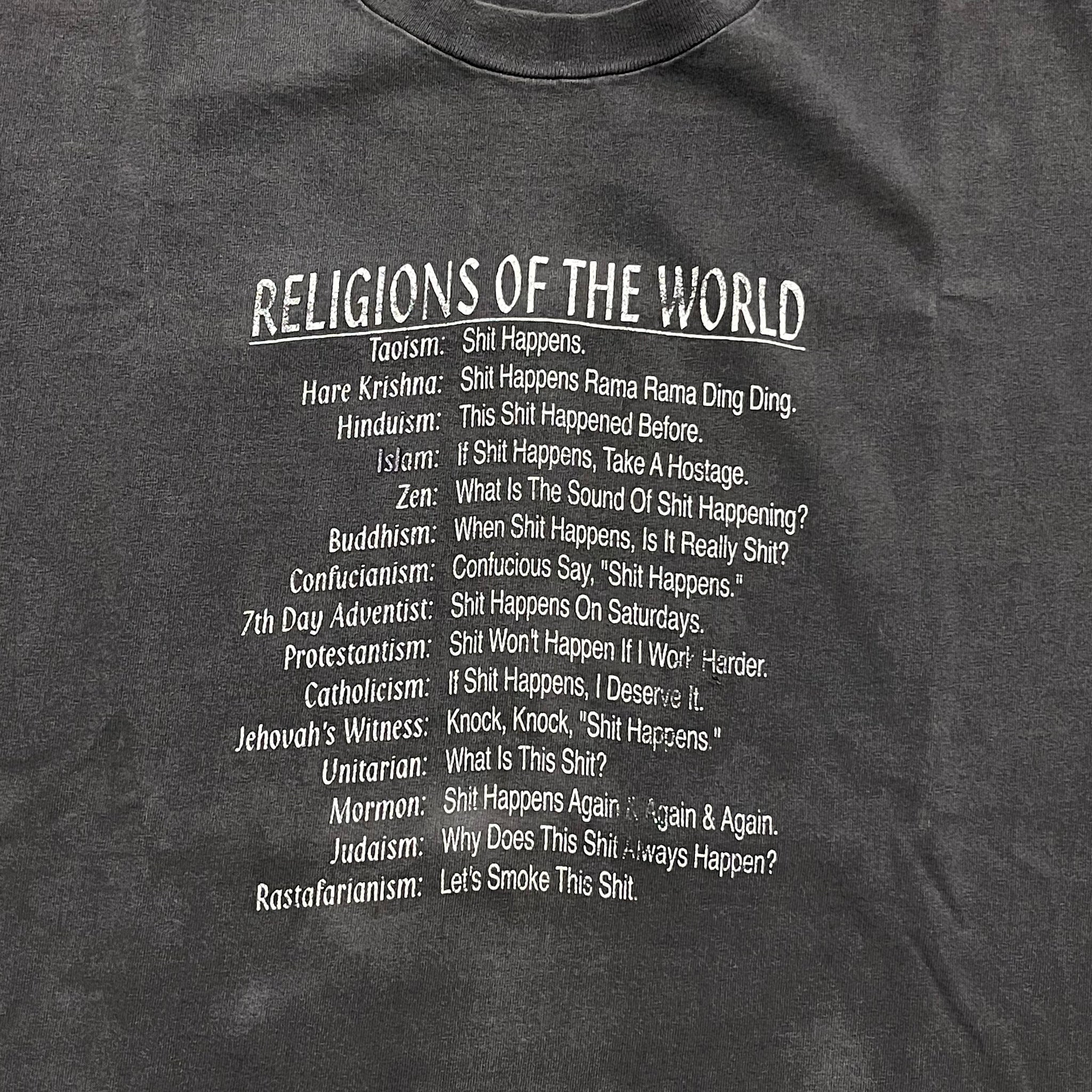 1990s Faded Black "Religions Of The World" Tee