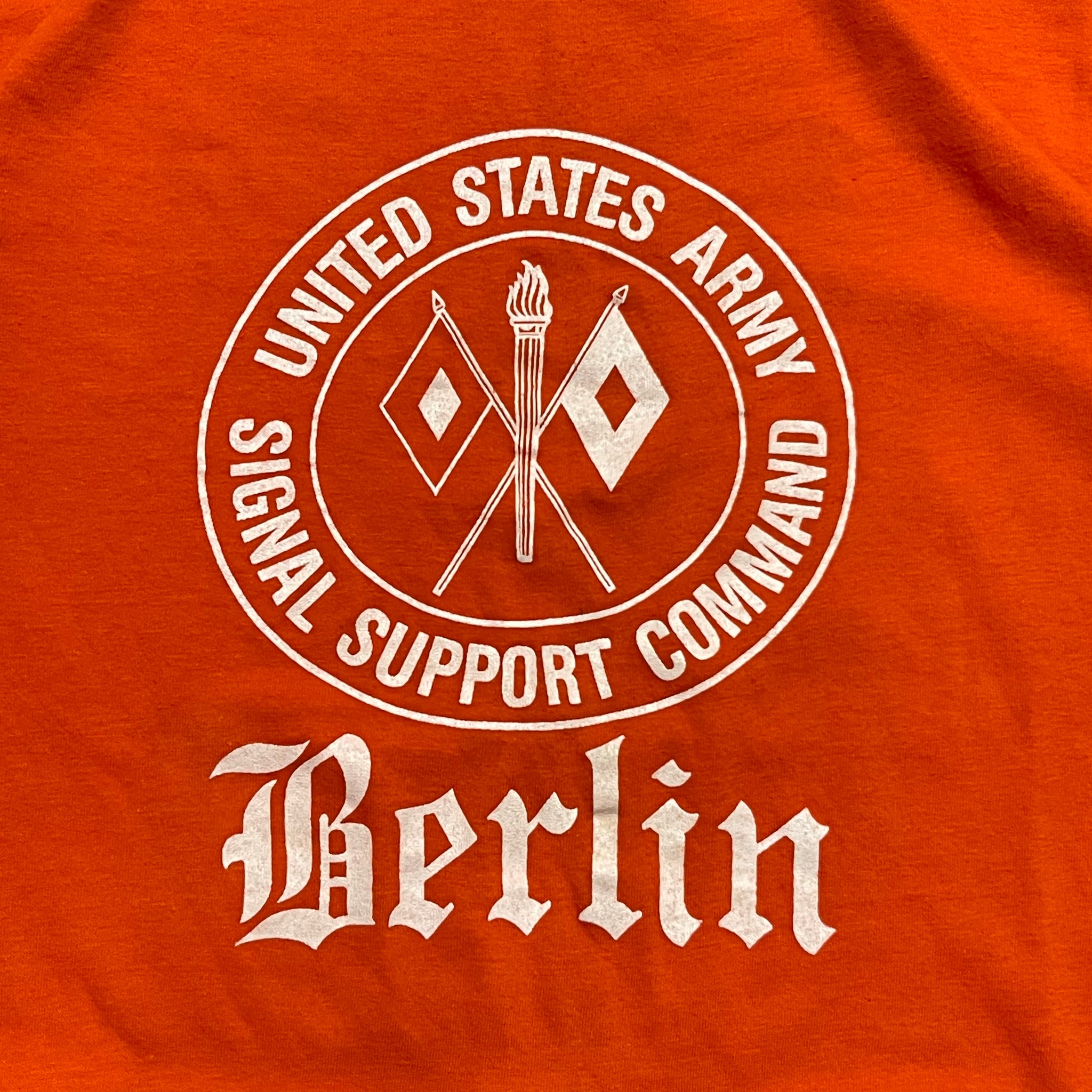 1970s Safety Orange "U.S. Army Berlin Command" Single Stitch Tee