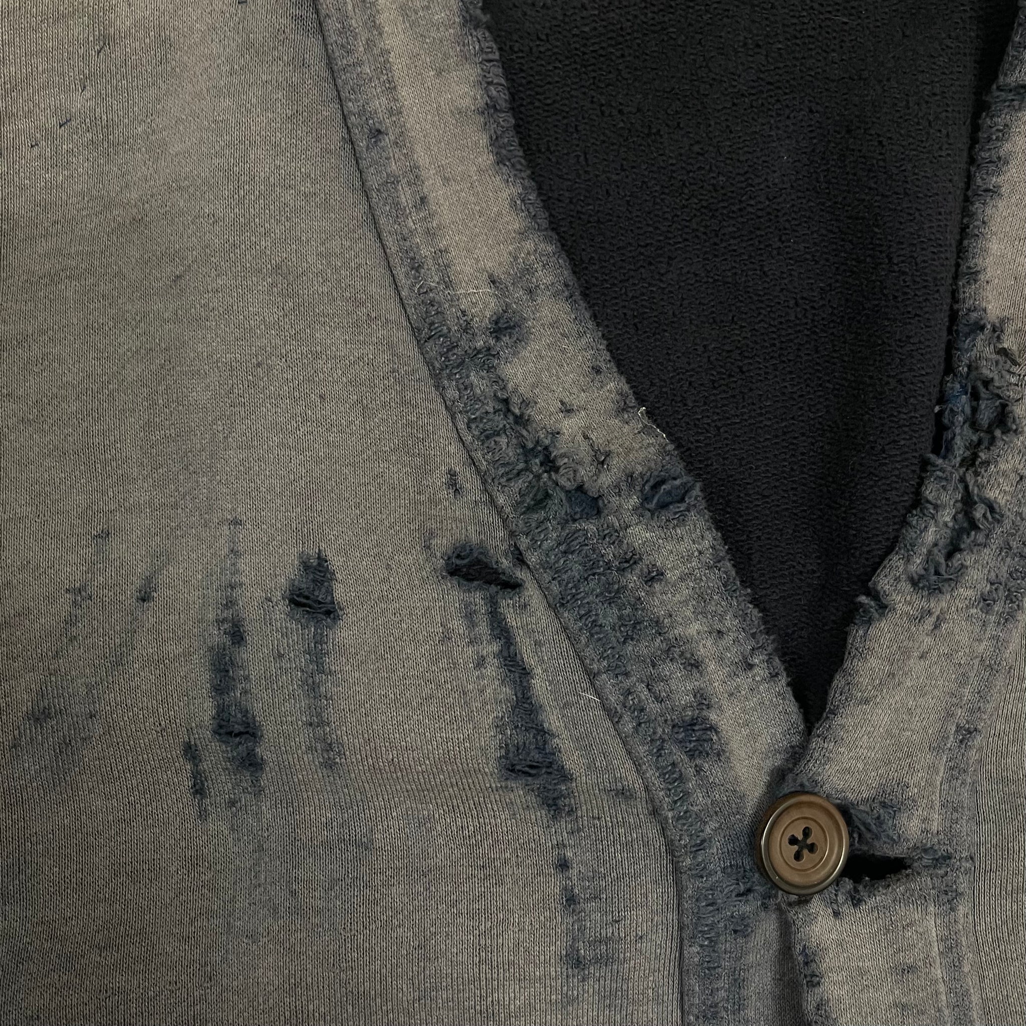 1930s Faded Blue Repaired Button Up Sweatshirt