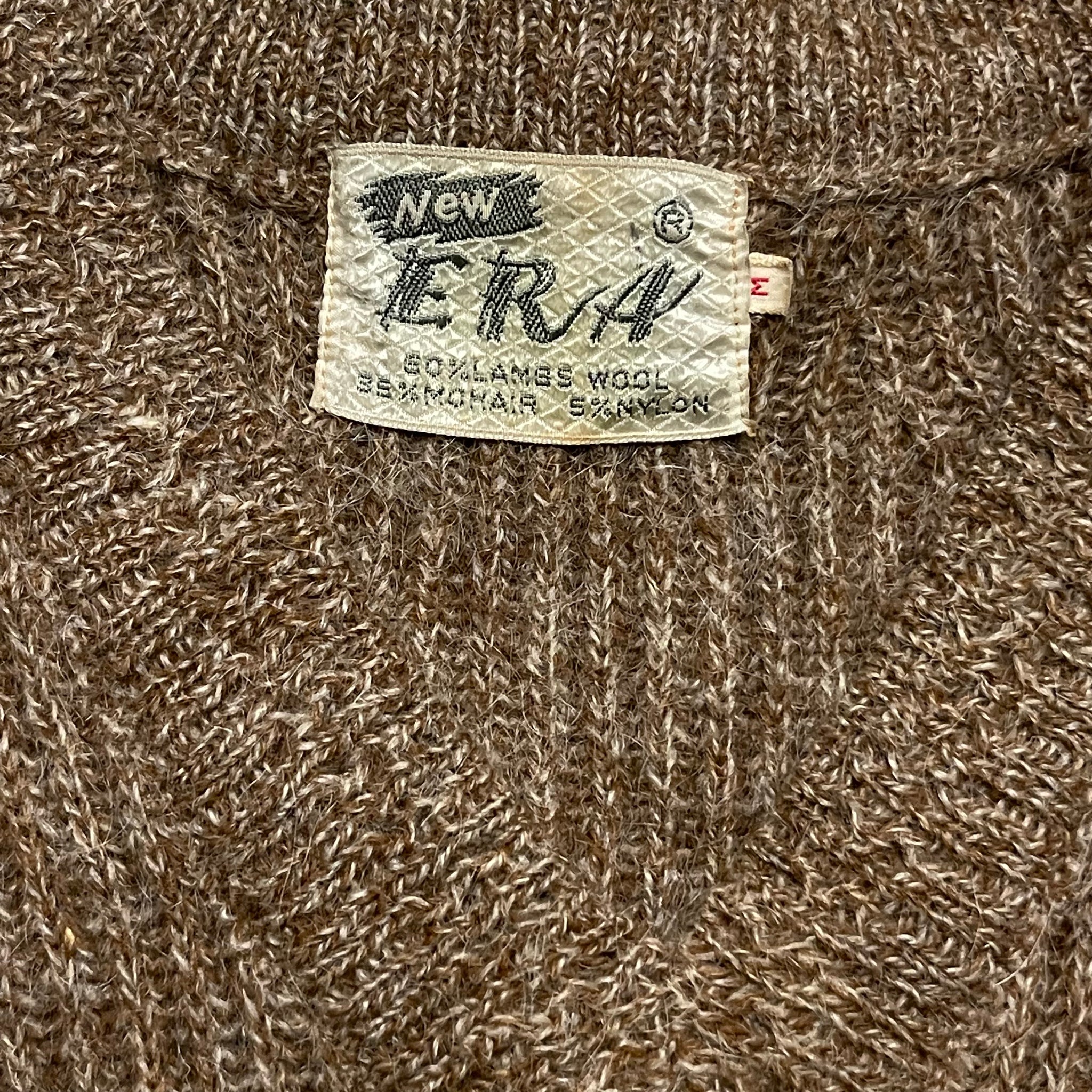 1960s Rust Brown Patched Mohair Sweater (S)