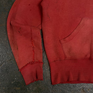 1950s Faded Red Repaired Hooded Sweatshirt