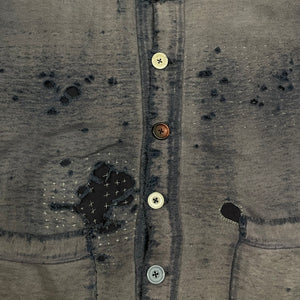 1930s Faded Blue Repaired Button Up Sweatshirt