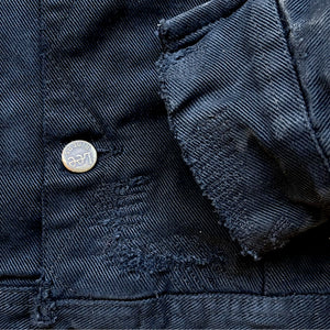 1960s Black Overdyed & Repaired Lee Riders Blanket Lined Denim Jacket