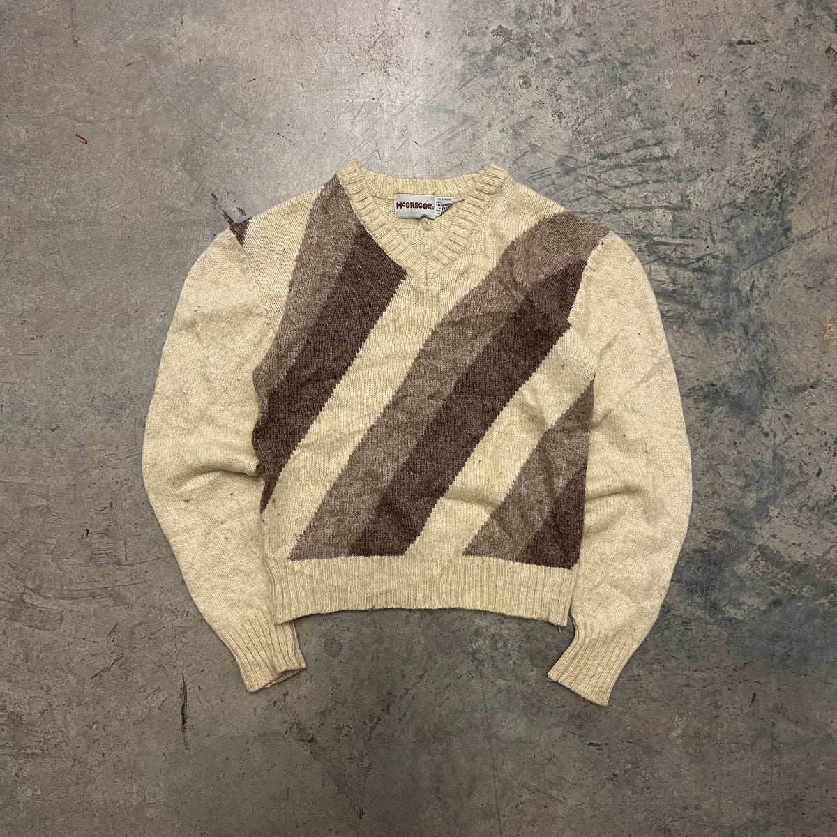 トップス1970s McGREGOR landscape knitted sweater - トップス