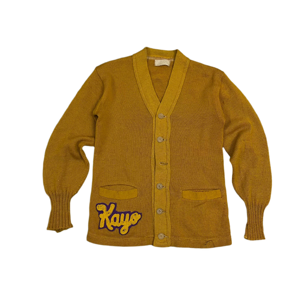 1960s "Kayo" Repaired Wool Cardigan Sweater