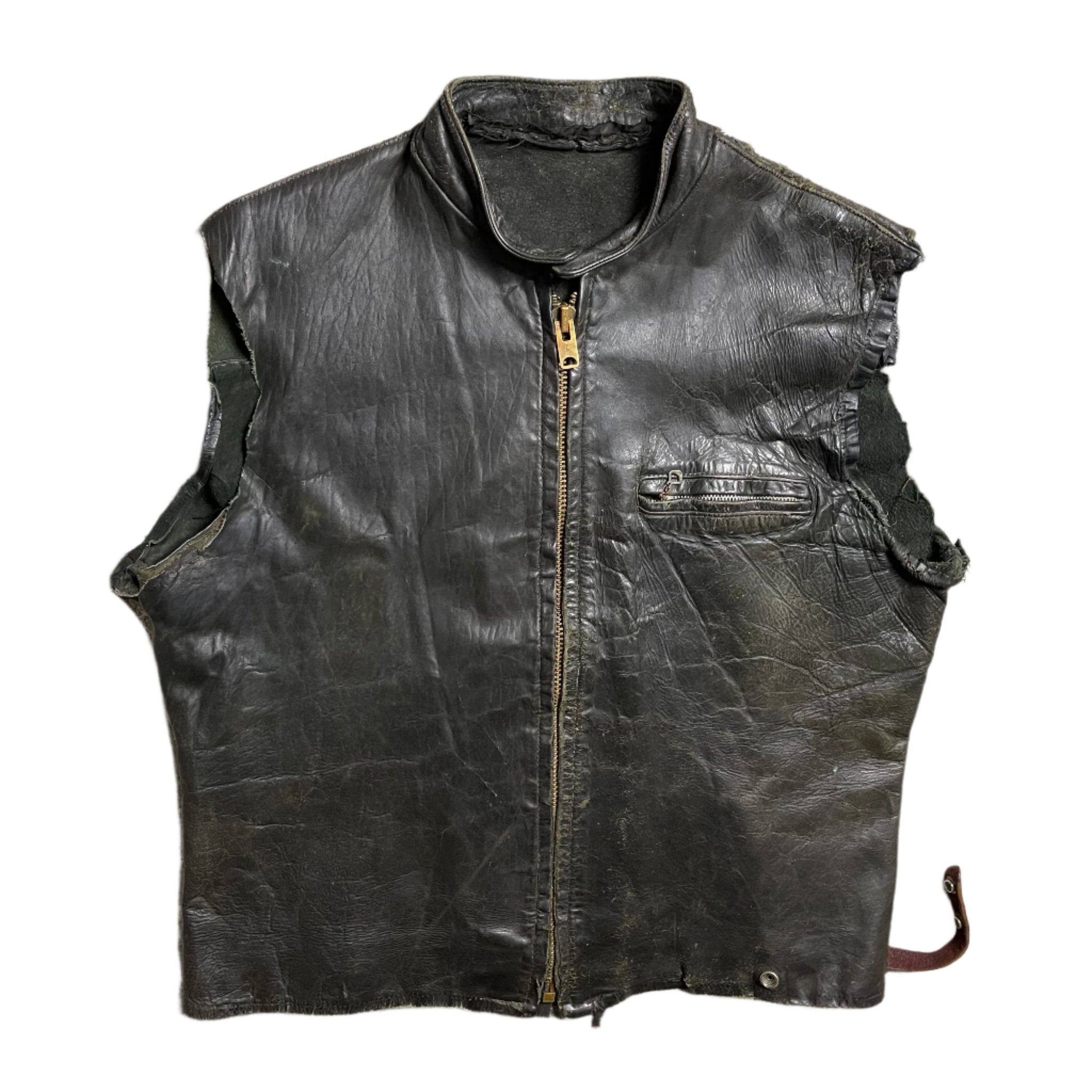 1960s Distressed Painted Chopped Leather Vest