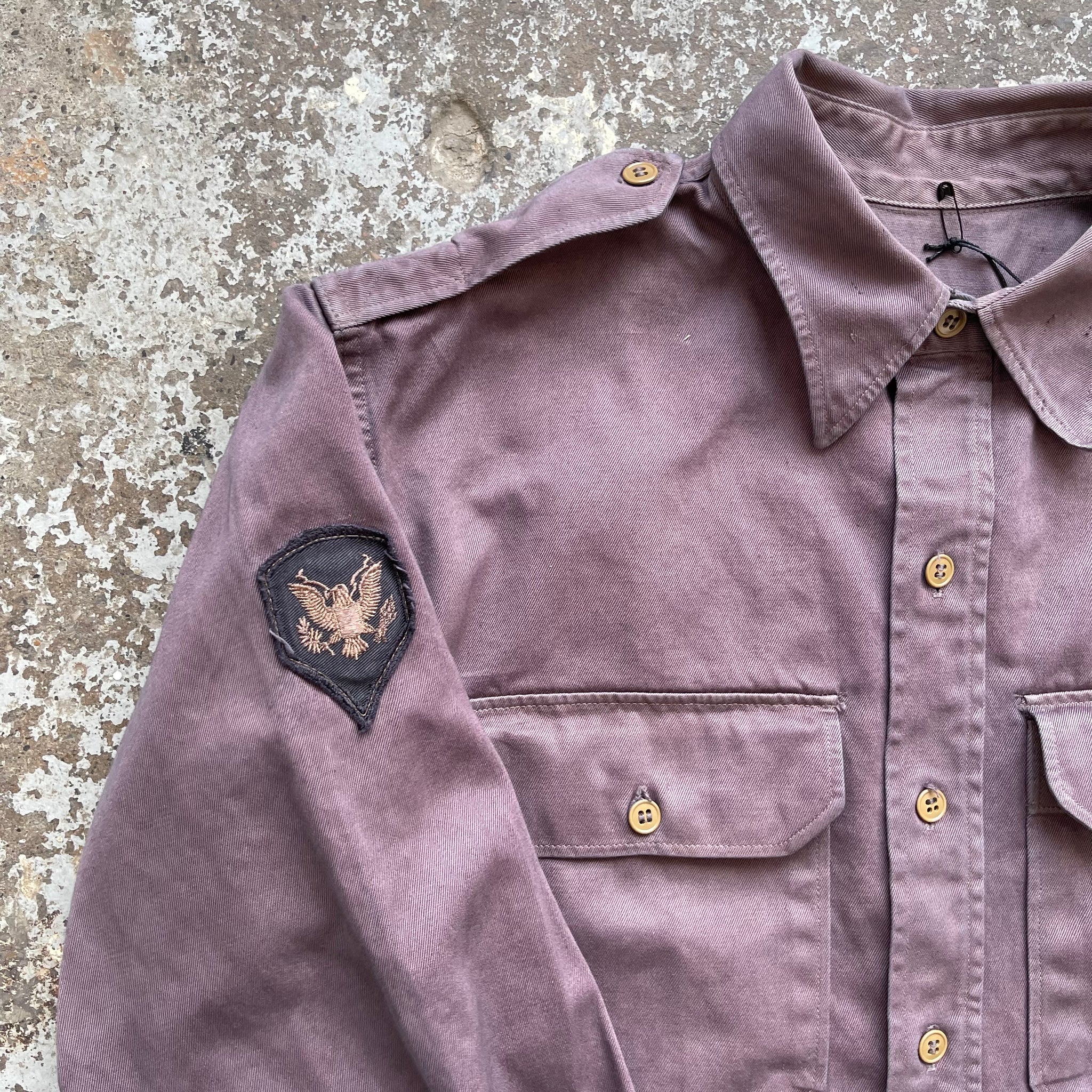 1950s U.S. Army Plum Over Dyed Button Up Shirt